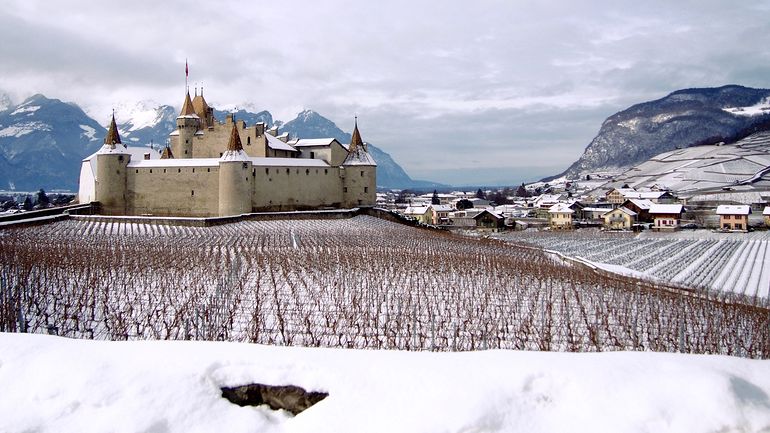 The Castle of Aigle under the snow